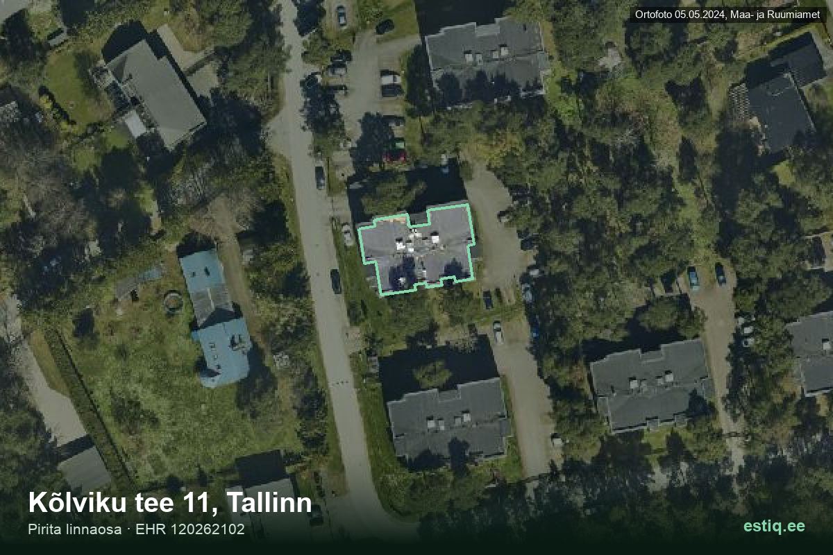 Kõlviku tee 11, Tallinn – aerial photo of the building, outline from the Building Register (EHR)