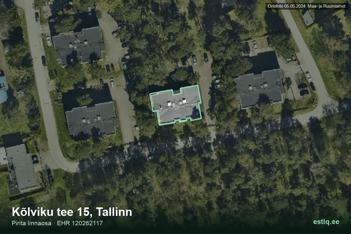 Kõlviku tee 15, Tallinn – aerial photo of the building, outline from the Building Register (EHR)
