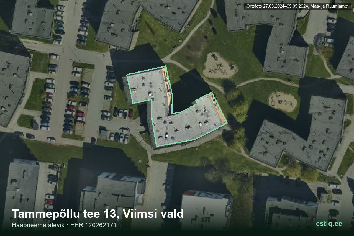 Tammepõllu tee 13, Viimsi – ilmakuva rakennuksesta, ääriviiva rakennusrekisteristä (EHR)