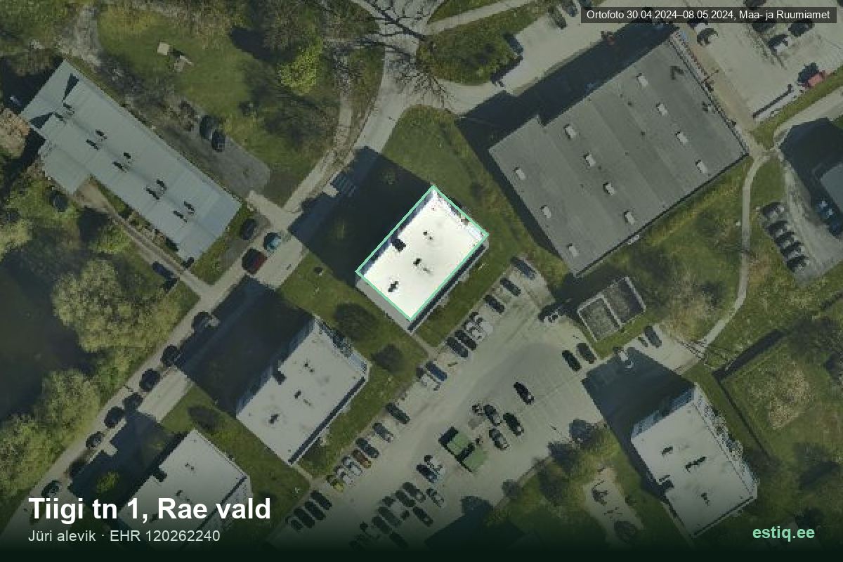 Tiigi tänav 1, Rae – hoone aerofoto, kontuur ehitisregistri (EHR) andmetest
