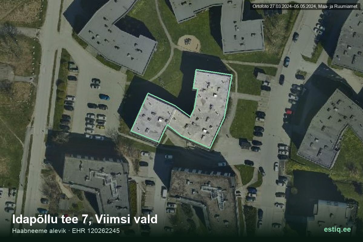Idapõllu tee 7, Viimsi – hoone aerofoto, kontuur ehitisregistri (EHR) andmetest