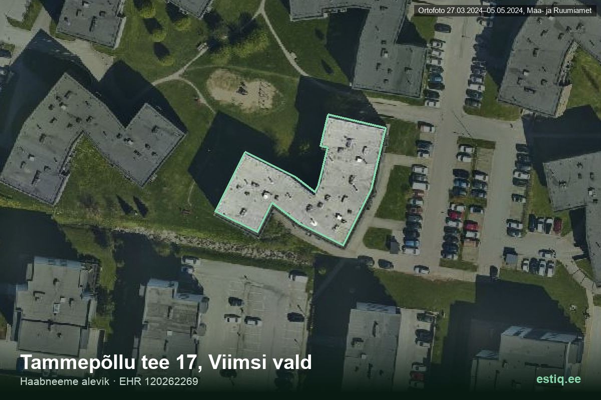 Tammepõllu tee 17, Viimsi – hoone aerofoto, kontuur ehitisregistri (EHR) andmetest
