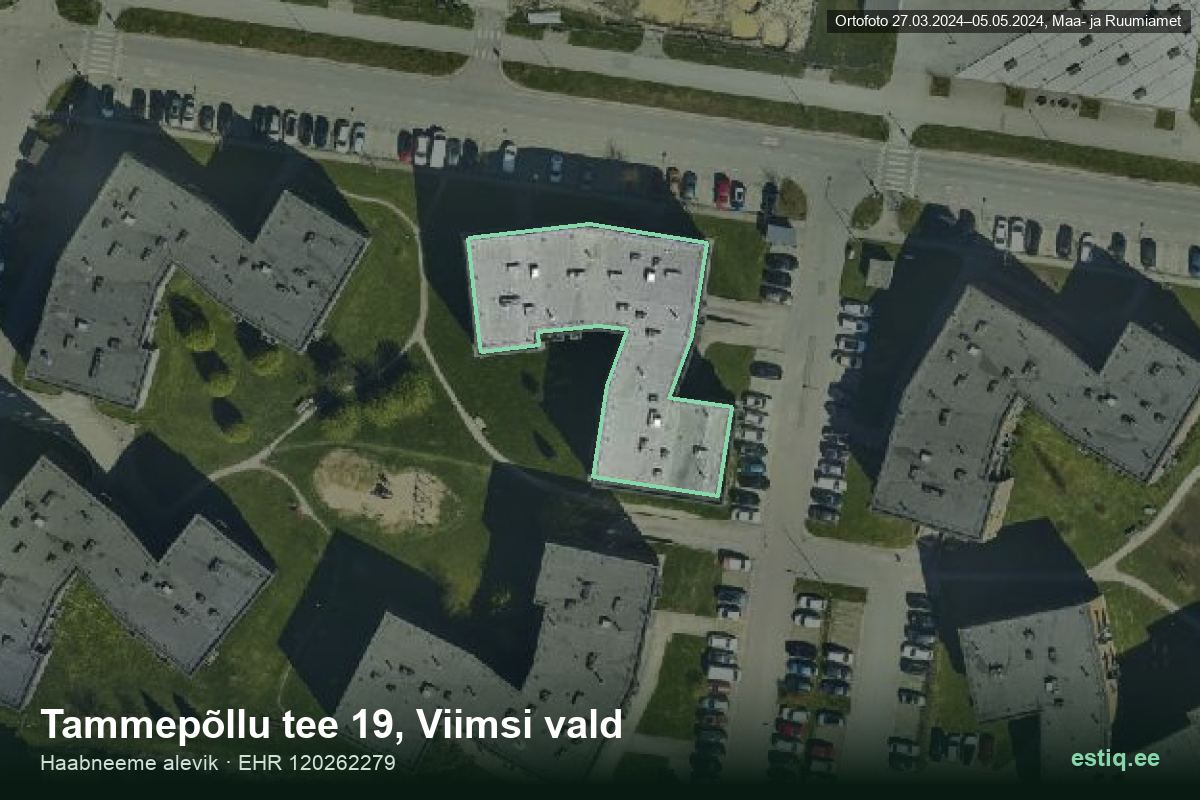 Tammepõllu tee 19, Viimsi – аэрофото дома, контур по данным регистра строений (EHR)