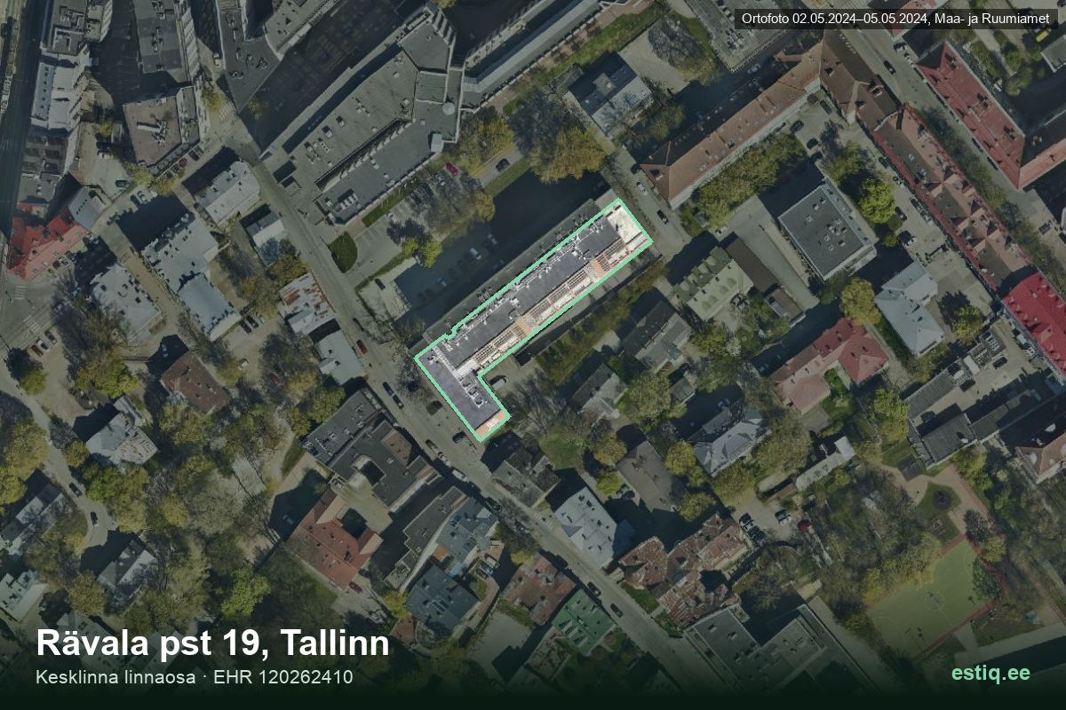 Rävala pst 19, Tallinn – aerial photo of the building, outline from the Building Register (EHR)