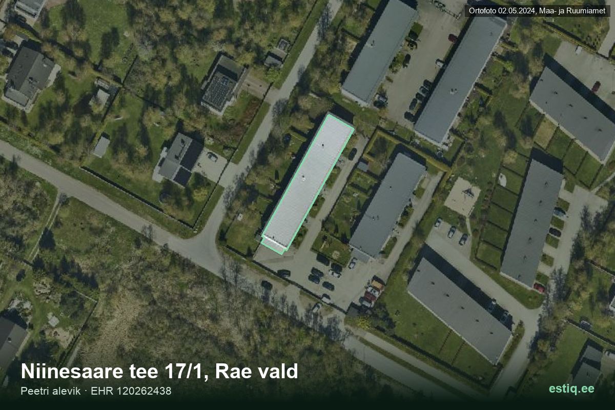 Niinesaare tee 17/1, Rae – аэрофото дома, контур по данным регистра строений (EHR)