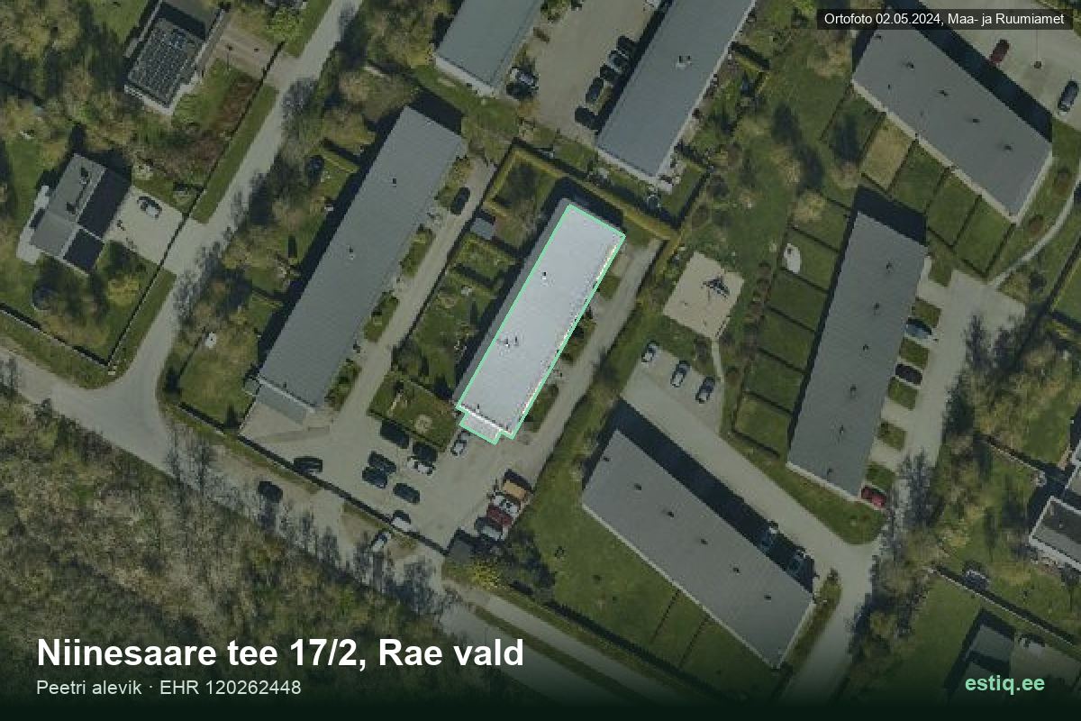 Niinesaare tee 17/2, Rae – аэрофото дома, контур по данным регистра строений (EHR)