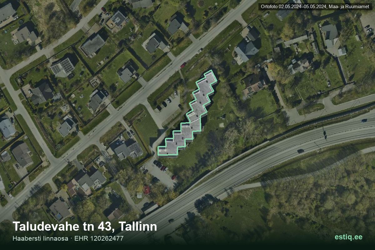 Taludevahe tänav 43, Tallinn – hoone aerofoto, kontuur ehitisregistri (EHR) andmetest