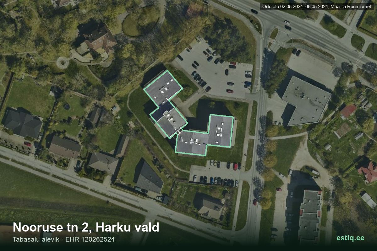 Nooruse tänav 2, Harku – аэрофото дома, контур по данным регистра строений (EHR)