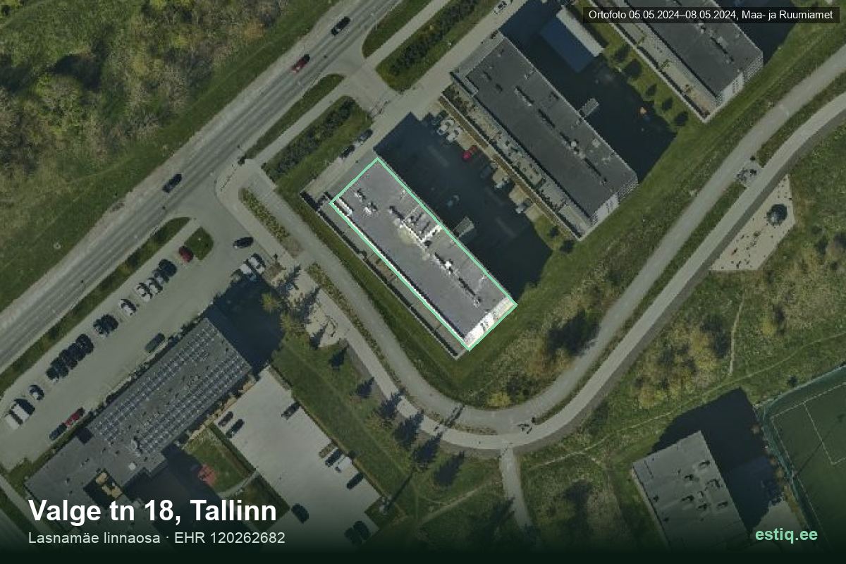 Valge tänav 18, Tallinn – ilmakuva rakennuksesta, ääriviiva rakennusrekisteristä (EHR)