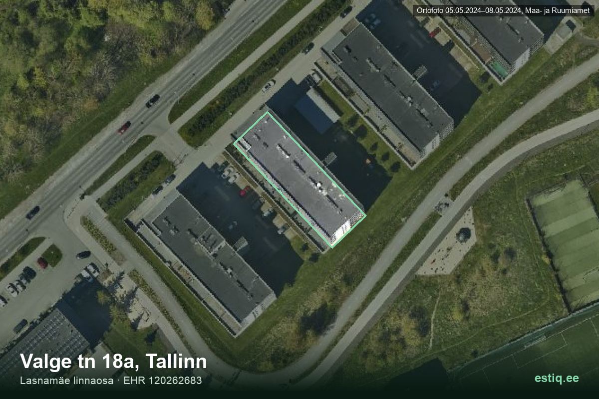 Valge tänav 18a, Tallinn – hoone aerofoto, kontuur ehitisregistri (EHR) andmetest