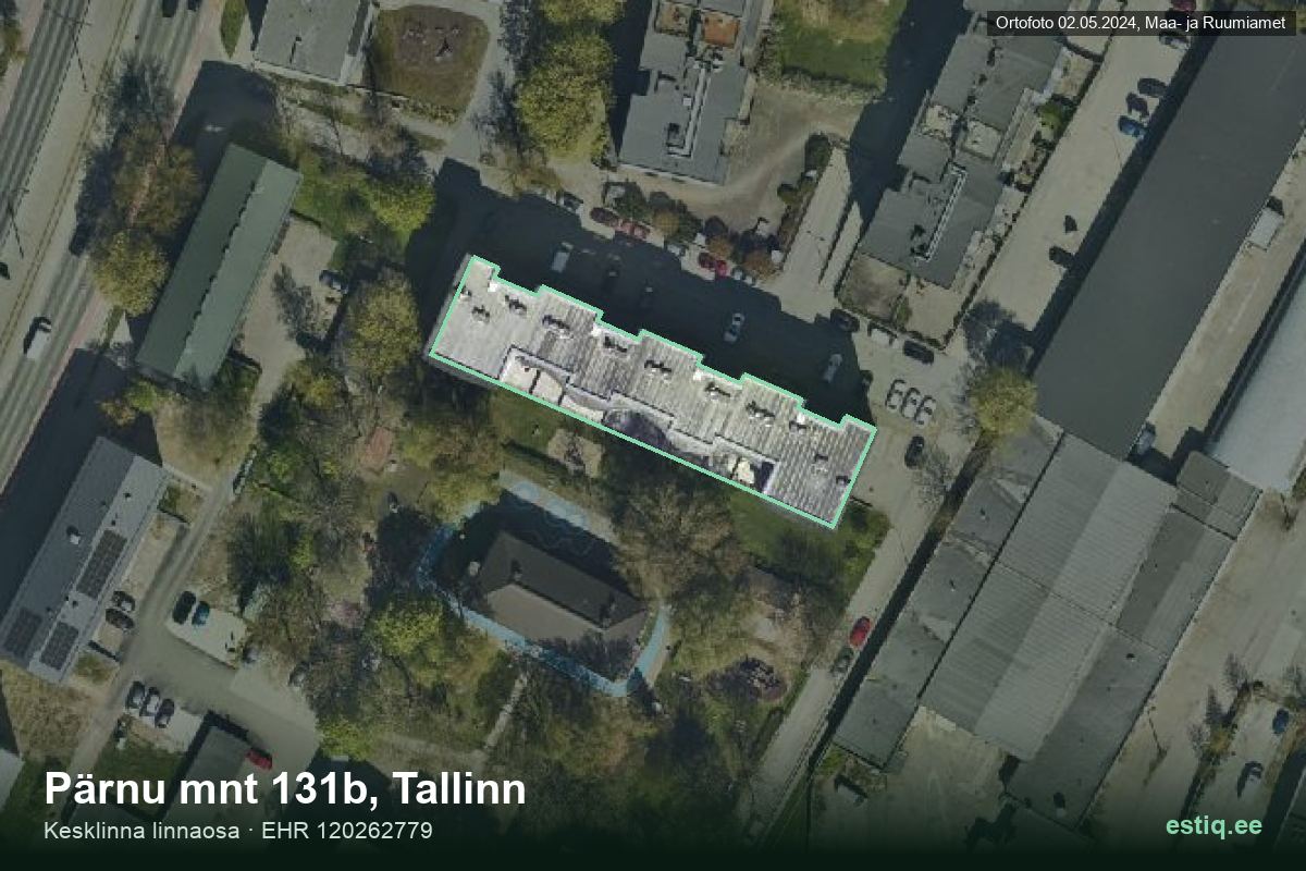 Pärnu mnt 131b, Tallinn – hoone aerofoto, kontuur ehitisregistri (EHR) andmetest
