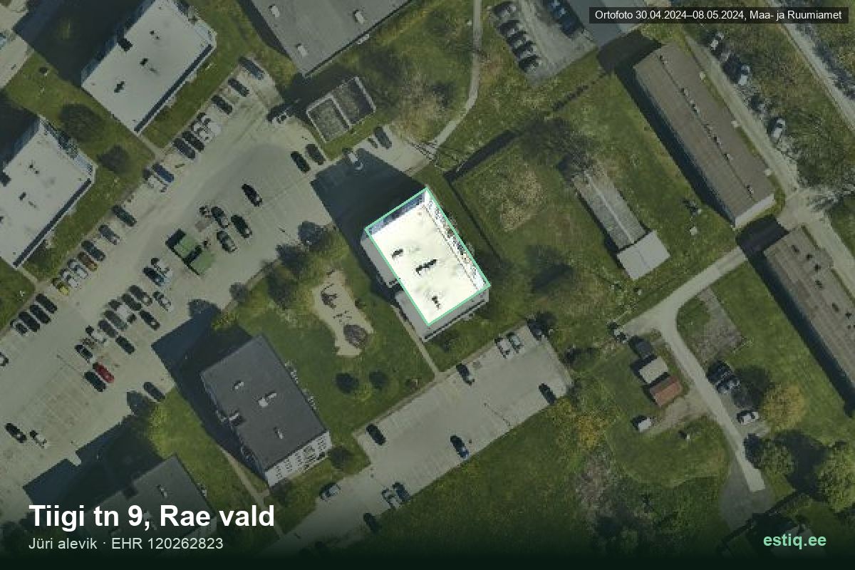 Tiigi tänav 9, Rae – aerial photo of the building, outline from the Building Register (EHR)