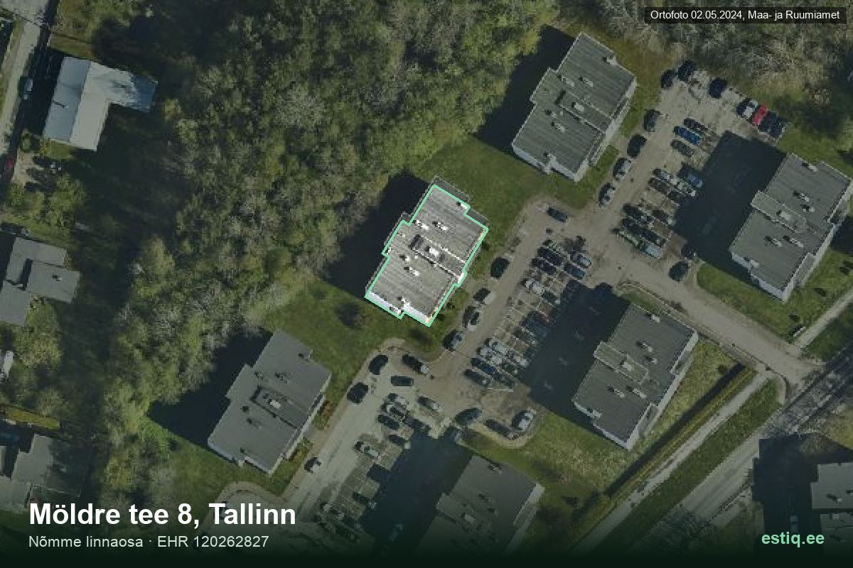 Möldre tee 8, Tallinn – hoone aerofoto, kontuur ehitisregistri (EHR) andmetest