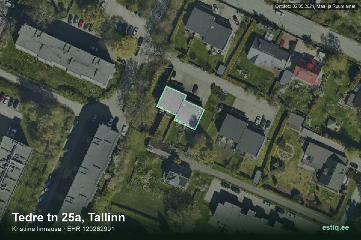 Tedre tänav 25a, Tallinn – hoone aerofoto, kontuur ehitisregistri (EHR) andmetest