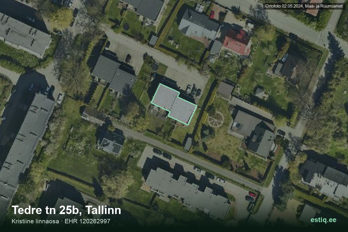 Tedre tänav 25b, Tallinn – hoone aerofoto, kontuur ehitisregistri (EHR) andmetest