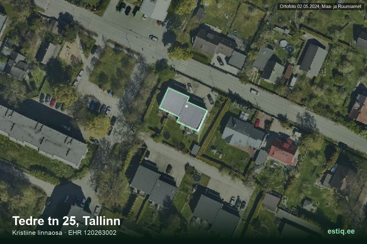 Tedre tänav 25, Tallinn – hoone aerofoto, kontuur ehitisregistri (EHR) andmetest