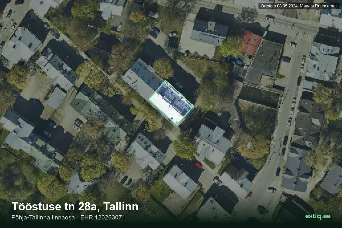 Tööstuse tänav 28a, Tallinn – hoone aerofoto, kontuur ehitisregistri (EHR) andmetest
