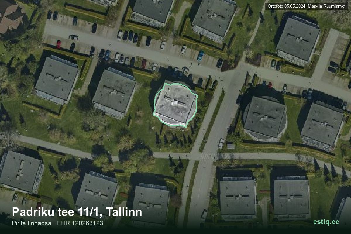 Padriku tee 11/1, Tallinn – hoone aerofoto, kontuur ehitisregistri (EHR) andmetest