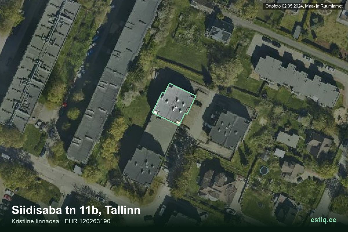 Siidisaba tänav 11b, Tallinn – ilmakuva rakennuksesta, ääriviiva rakennusrekisteristä (EHR)