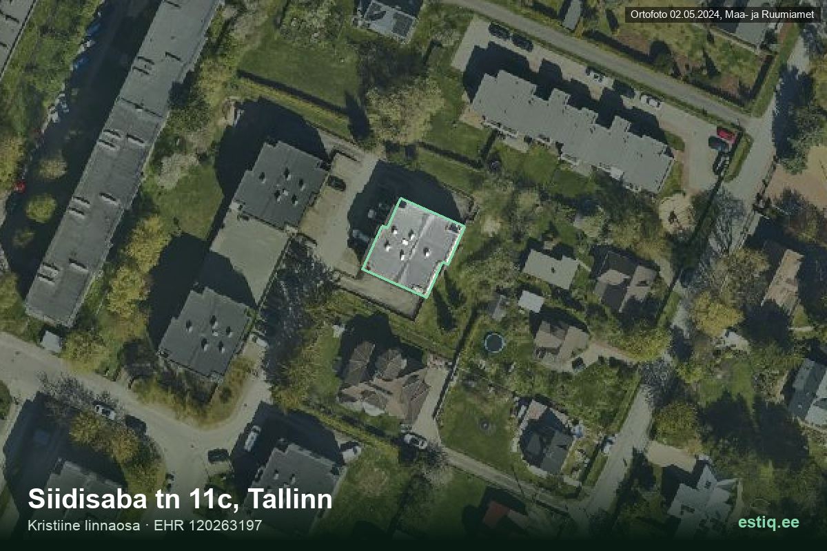 Siidisaba tänav 11c, Tallinn – ilmakuva rakennuksesta, ääriviiva rakennusrekisteristä (EHR)