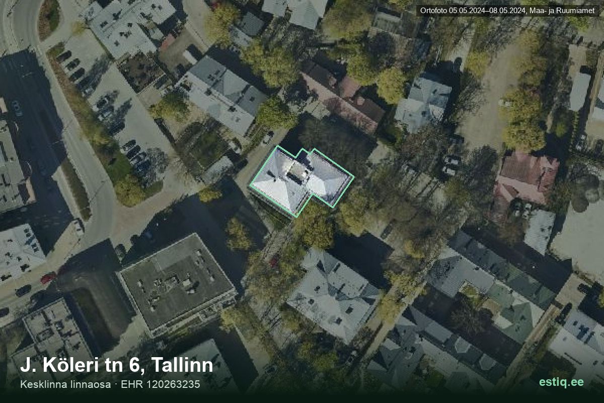 J. Köleri tänav 6, Tallinn – ilmakuva rakennuksesta, ääriviiva rakennusrekisteristä (EHR)