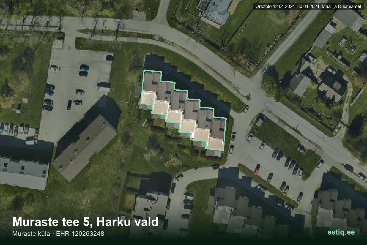 Muraste tee 5, Harku – hoone aerofoto, kontuur ehitisregistri (EHR) andmetest