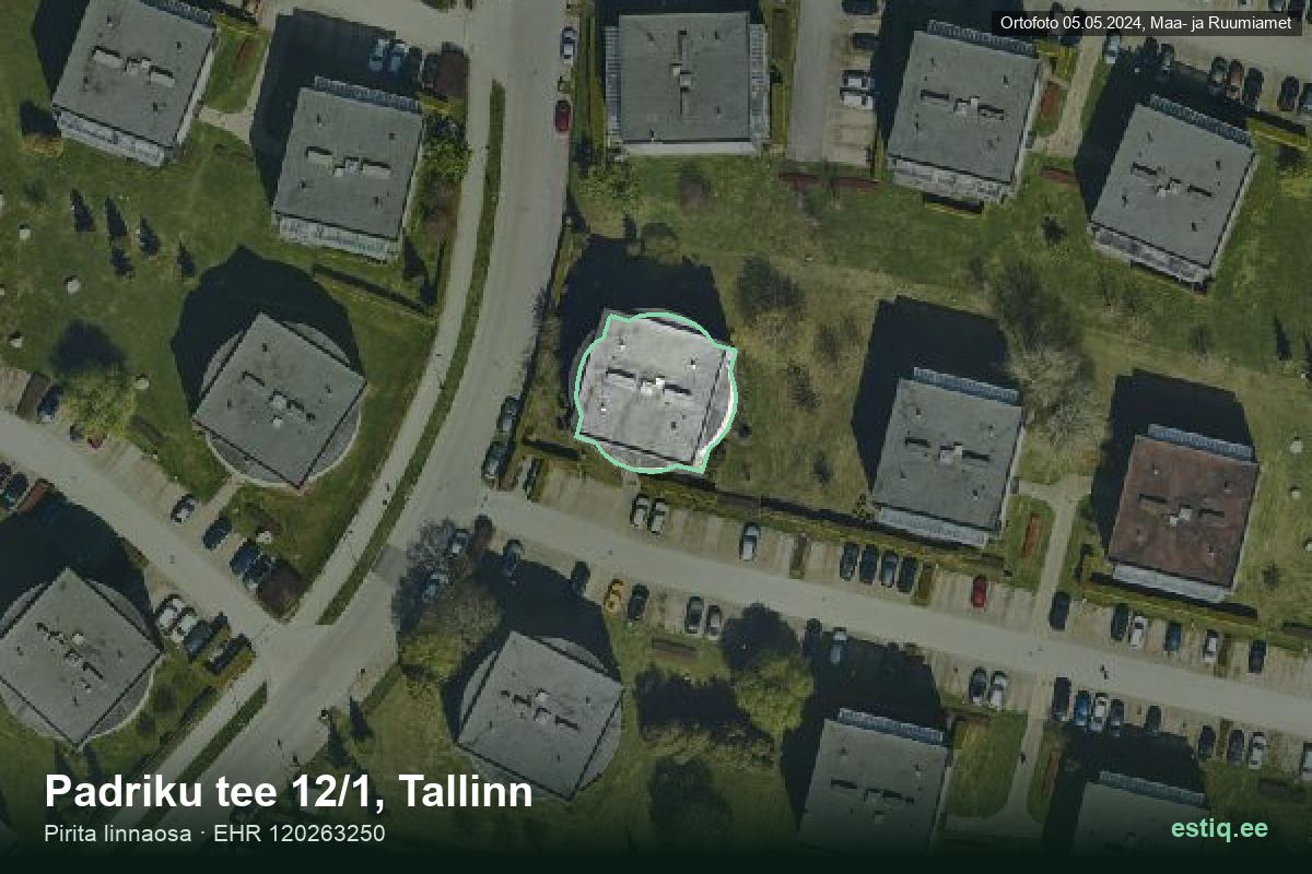 Padriku tee 12/1, Tallinn – hoone aerofoto, kontuur ehitisregistri (EHR) andmetest