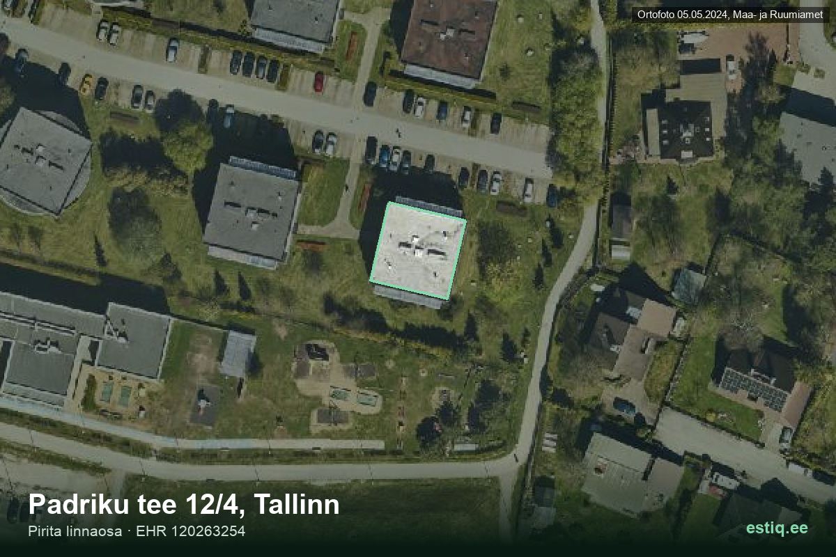 Padriku tee 12/4, Tallinn – hoone aerofoto, kontuur ehitisregistri (EHR) andmetest