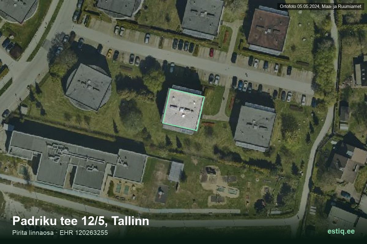 Padriku tee 12/5, Tallinn – hoone aerofoto, kontuur ehitisregistri (EHR) andmetest
