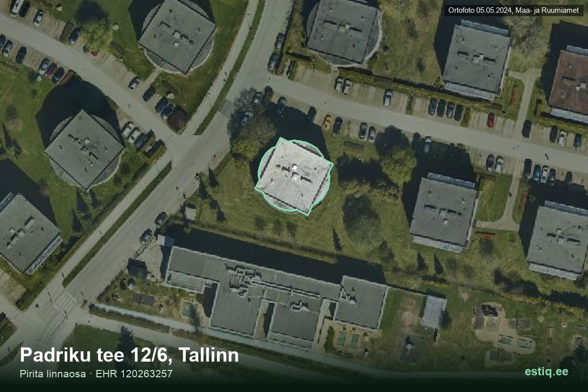 Padriku tee 12/6, Tallinn – hoone aerofoto, kontuur ehitisregistri (EHR) andmetest