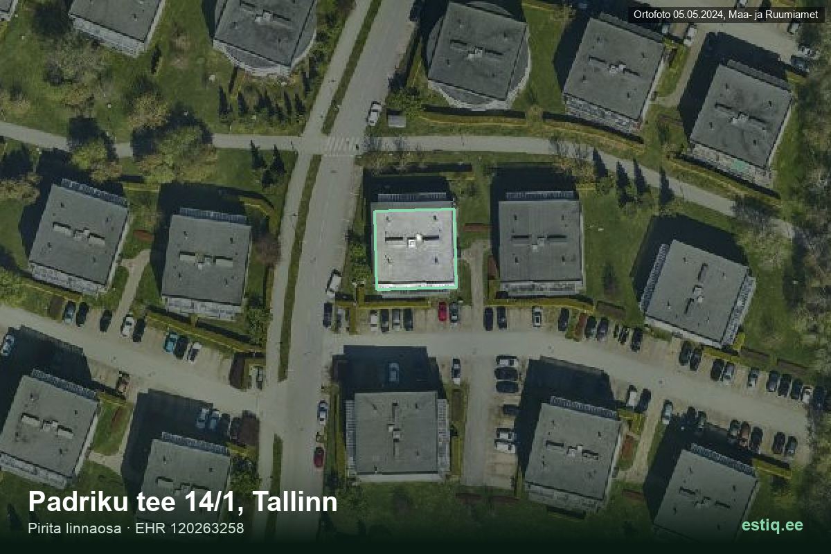 Padriku tee 14/1, Tallinn – hoone aerofoto, kontuur ehitisregistri (EHR) andmetest