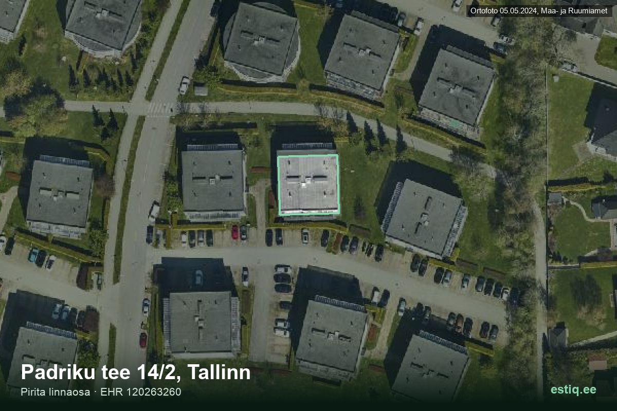 Padriku tee 14/2, Tallinn – hoone aerofoto, kontuur ehitisregistri (EHR) andmetest