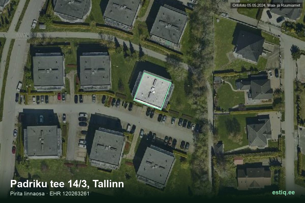 Padriku tee 14/3, Tallinn – hoone aerofoto, kontuur ehitisregistri (EHR) andmetest