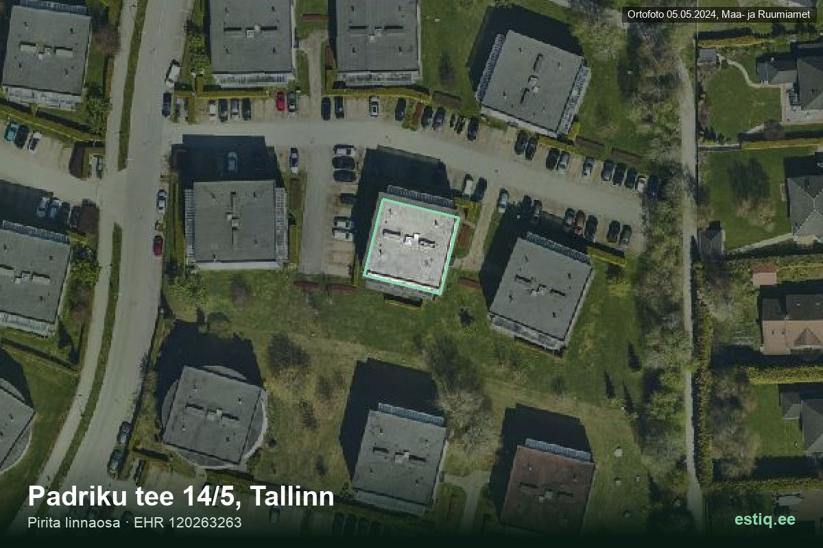 Padriku tee 14/5, Tallinn – hoone aerofoto, kontuur ehitisregistri (EHR) andmetest
