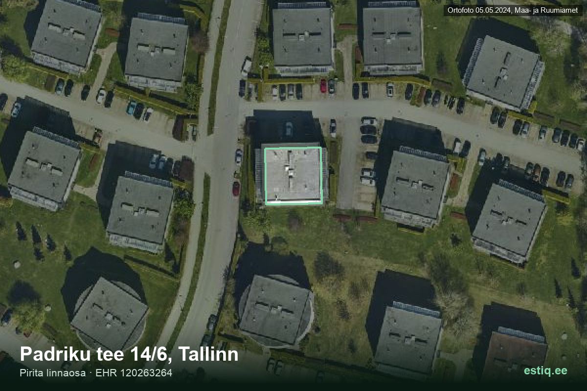 Padriku tee 14/6, Tallinn – hoone aerofoto, kontuur ehitisregistri (EHR) andmetest