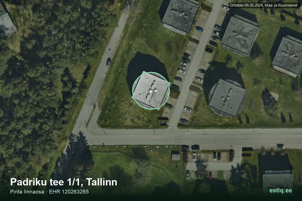 Padriku tee 1/1, Tallinn – hoone aerofoto, kontuur ehitisregistri (EHR) andmetest