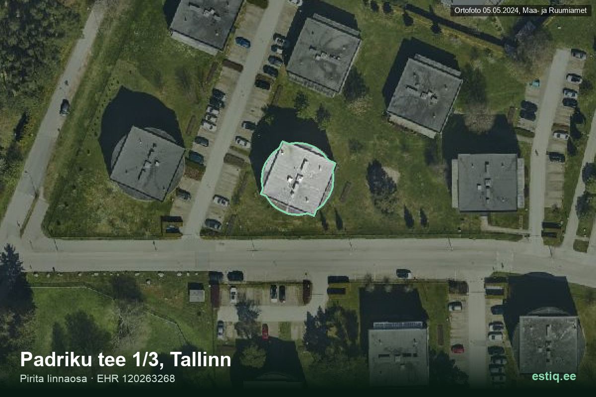 Padriku tee 1/3, Tallinn – hoone aerofoto, kontuur ehitisregistri (EHR) andmetest