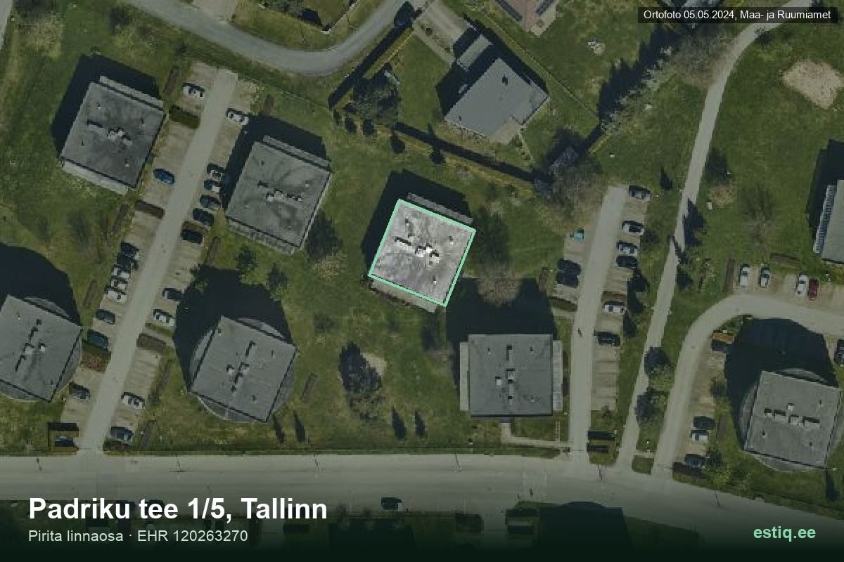 Padriku tee 1/5, Tallinn – hoone aerofoto, kontuur ehitisregistri (EHR) andmetest