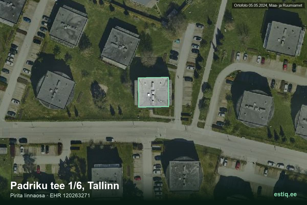Padriku tee 1/6, Tallinn – hoone aerofoto, kontuur ehitisregistri (EHR) andmetest
