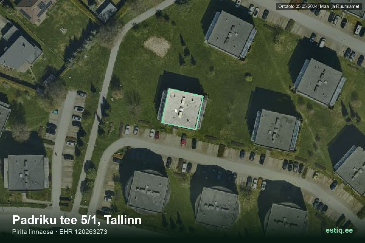 Padriku tee 5/1, Tallinn – hoone aerofoto, kontuur ehitisregistri (EHR) andmetest