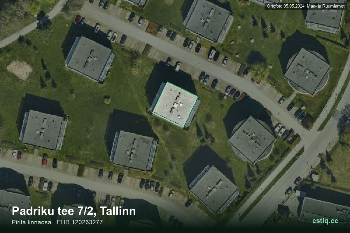 Padriku tee 7/2, Tallinn – hoone aerofoto, kontuur ehitisregistri (EHR) andmetest
