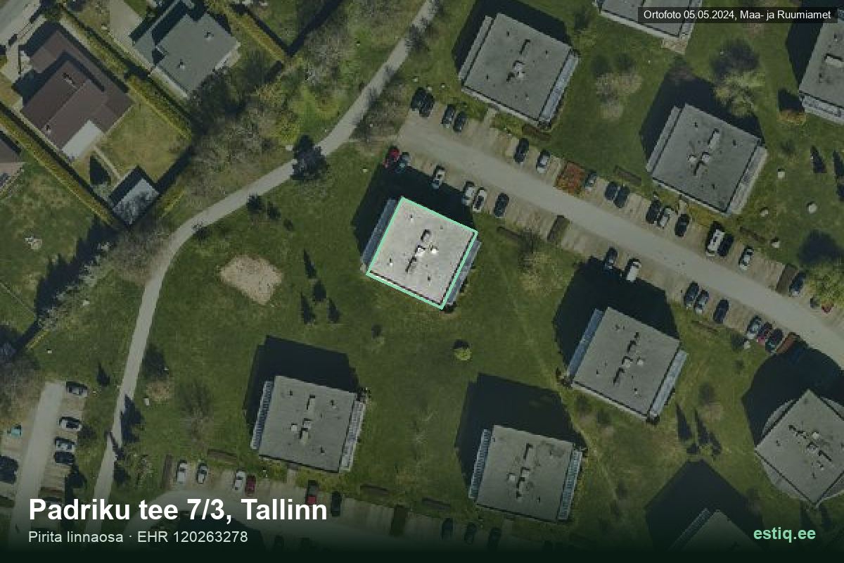 Padriku tee 7/3, Tallinn – hoone aerofoto, kontuur ehitisregistri (EHR) andmetest