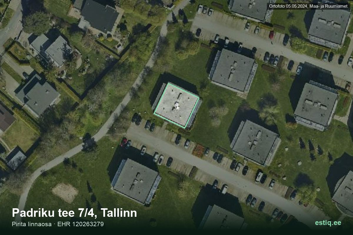 Padriku tee 7/4, Tallinn – hoone aerofoto, kontuur ehitisregistri (EHR) andmetest
