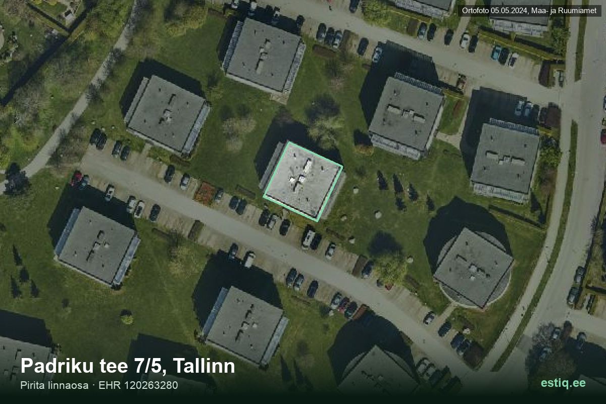 Padriku tee 7/5, Tallinn – hoone aerofoto, kontuur ehitisregistri (EHR) andmetest