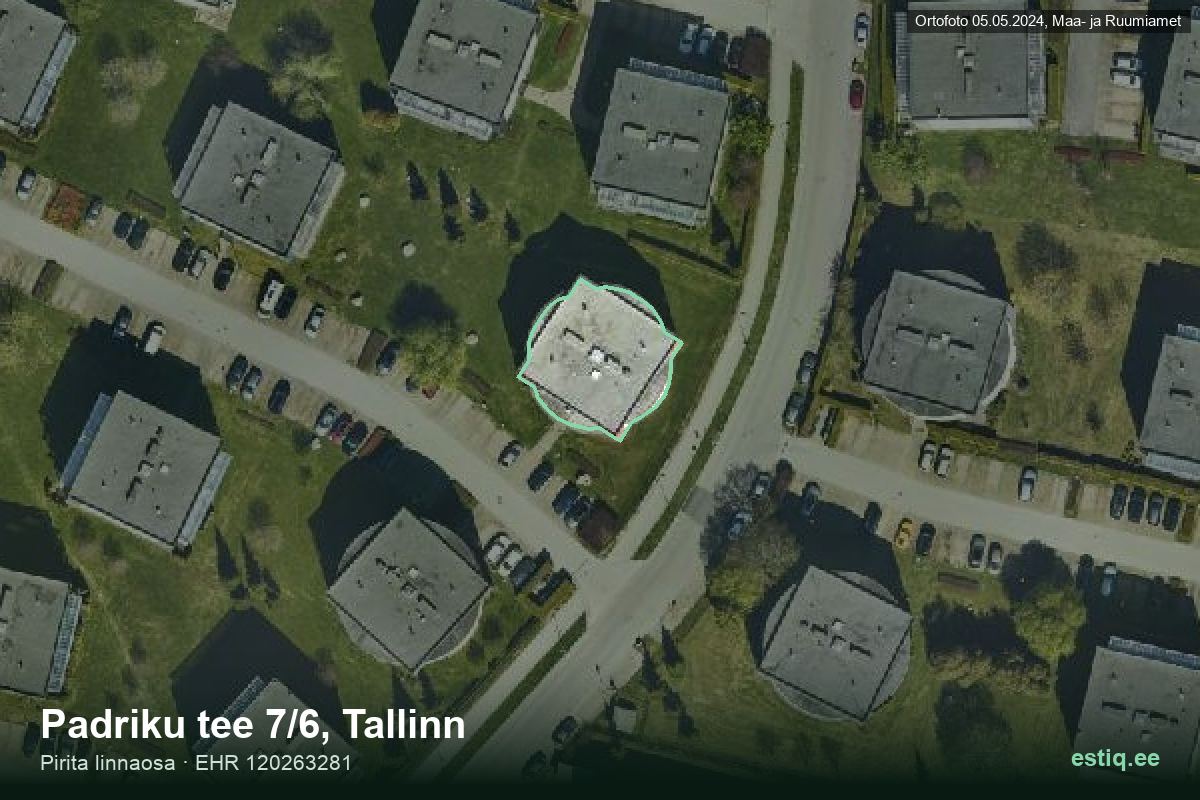 Padriku tee 7/6, Tallinn – hoone aerofoto, kontuur ehitisregistri (EHR) andmetest