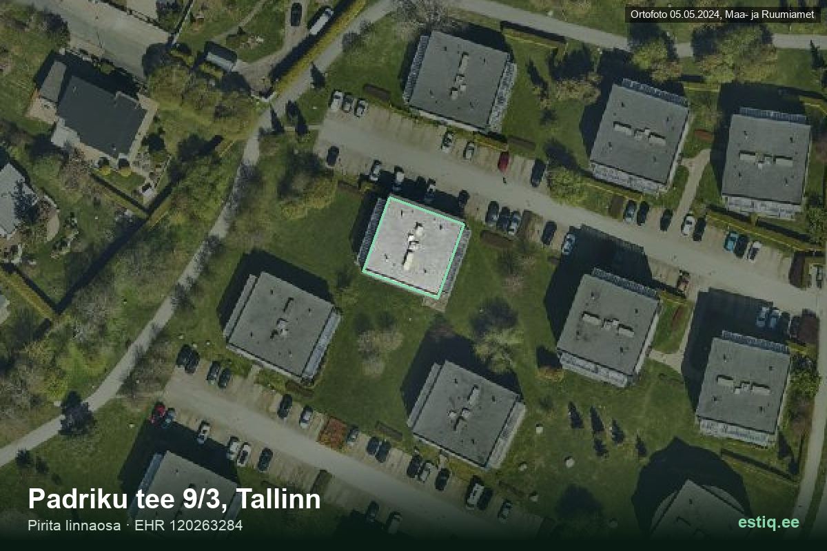 Padriku tee 9/3, Tallinn – hoone aerofoto, kontuur ehitisregistri (EHR) andmetest