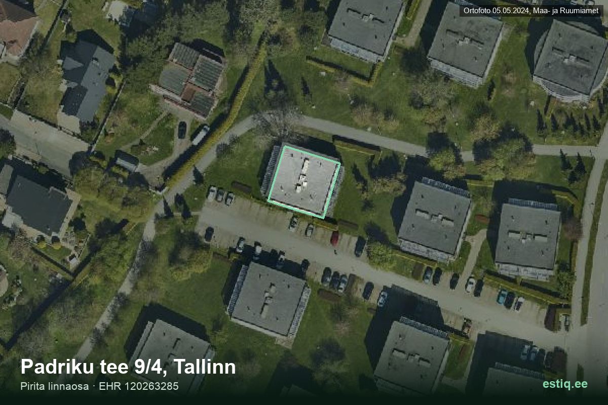 Padriku tee 9/4, Tallinn – hoone aerofoto, kontuur ehitisregistri (EHR) andmetest