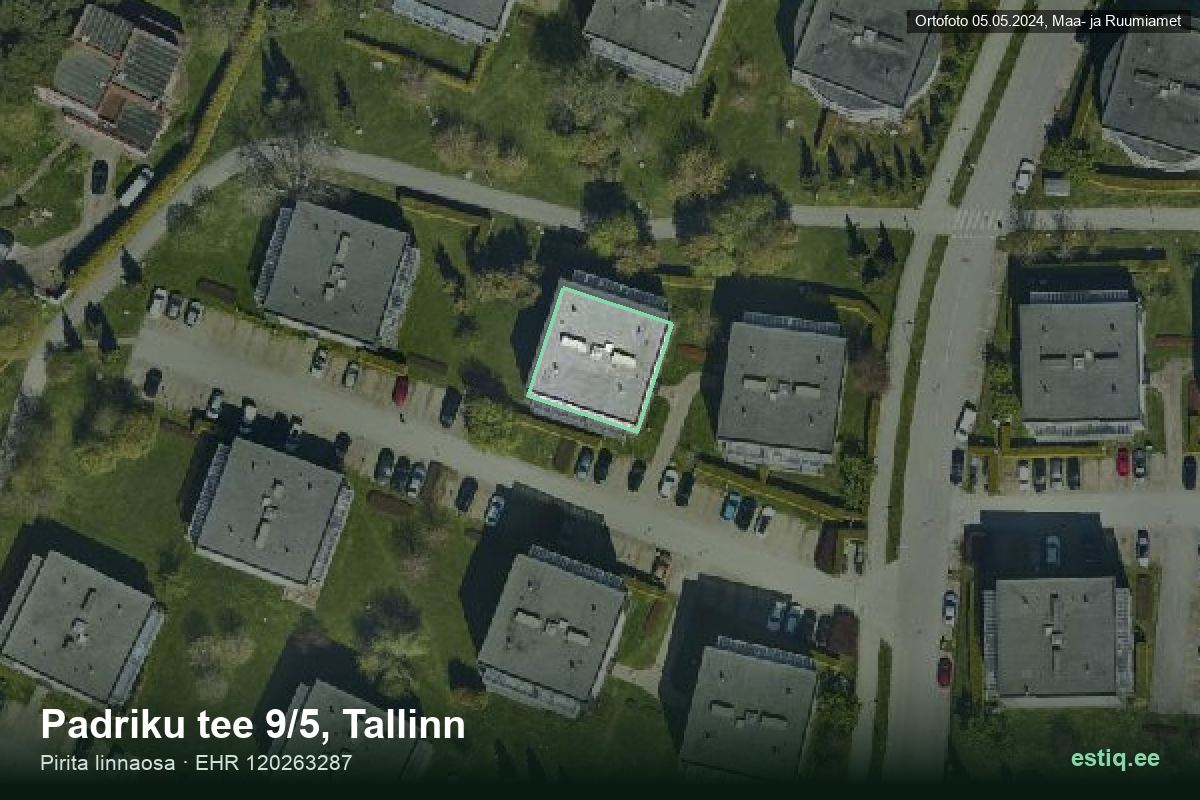 Padriku tee 9/5, Tallinn – hoone aerofoto, kontuur ehitisregistri (EHR) andmetest