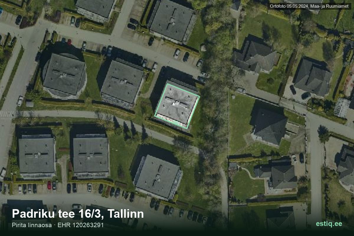 Padriku tee 16/3, Tallinn – hoone aerofoto, kontuur ehitisregistri (EHR) andmetest