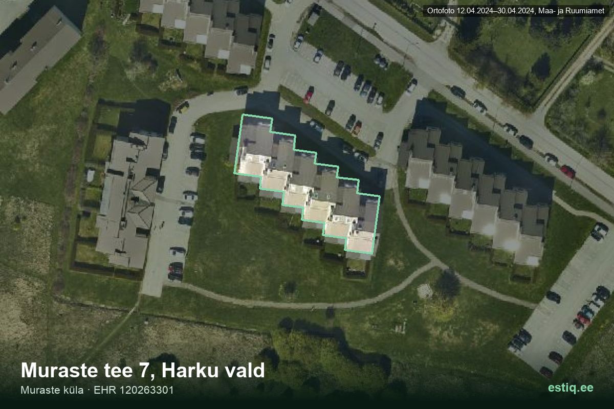 Muraste tee 7, Harku – hoone aerofoto, kontuur ehitisregistri (EHR) andmetest